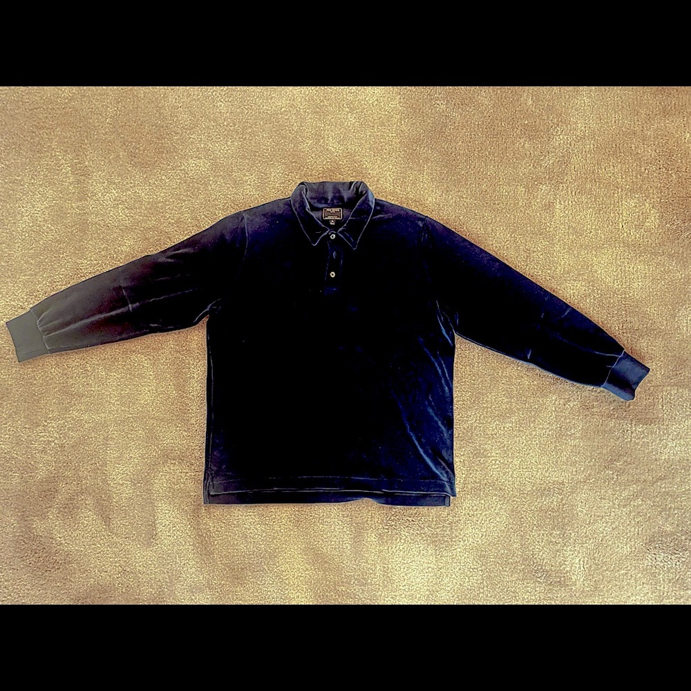 Todd Snyder velour polo in navy blue